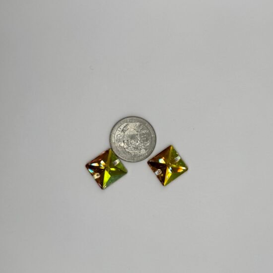Yellow Sew On K9 Flatback Squares 2Pk