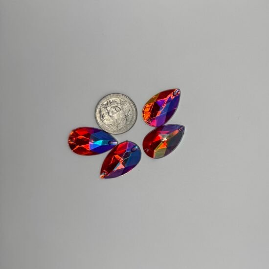 Red Sew On Flatback Teardrops 4Pk