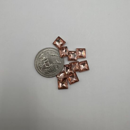 Rose Gold Square Faceted Rhinestones 10Pcs