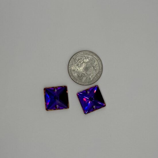 Purple Sew On K9 Flatback Squares 2Pk