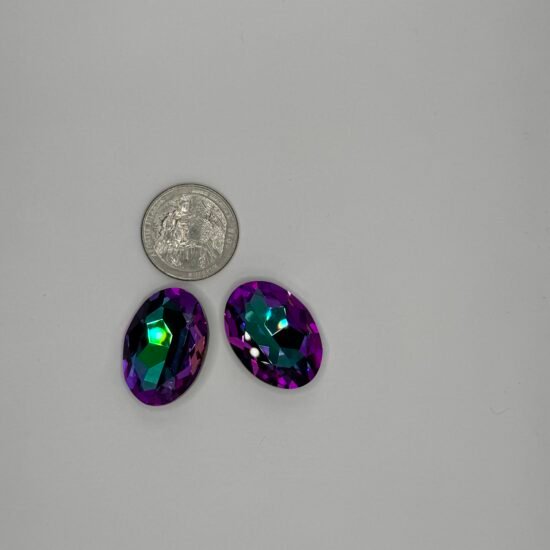 Purple Green AB Oval K9 2PCS