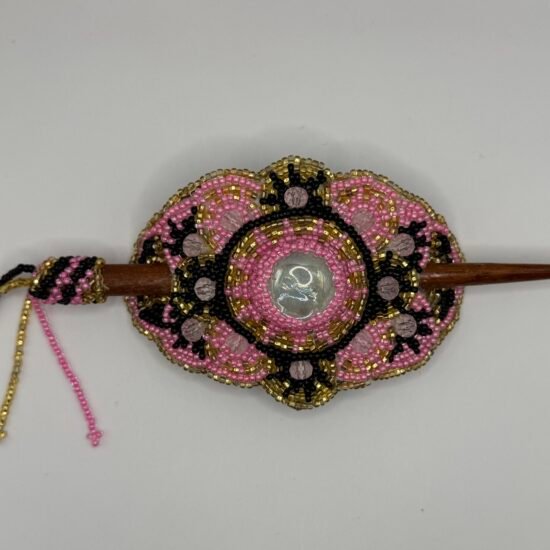 Pink and Gold Beaded Hair Pin