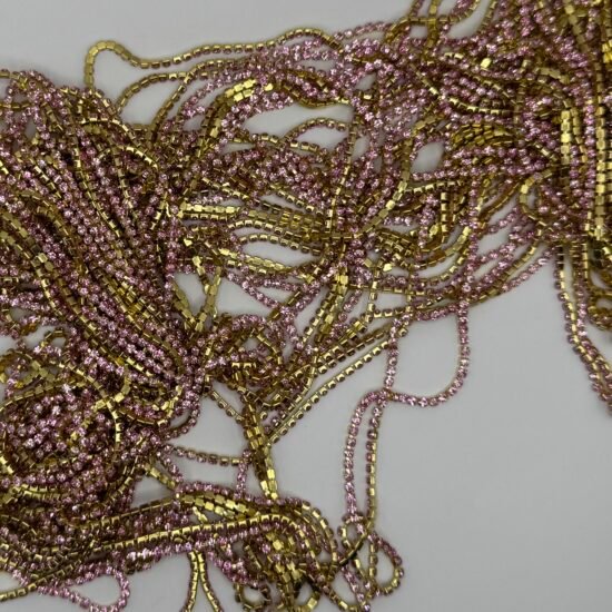 Gold Chain With Pink Rhinestone SS6