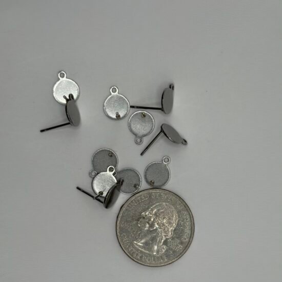 Silver Earring Post With Loop 5PRS