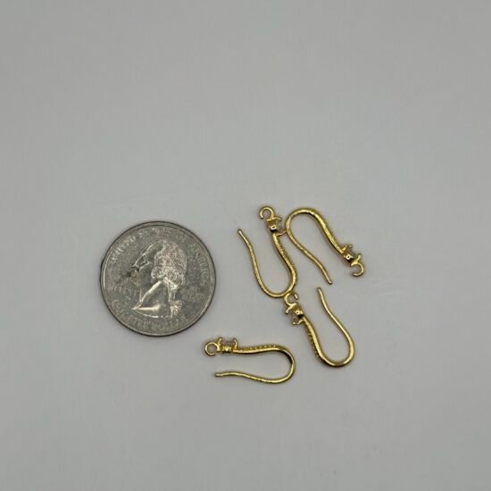 18K Gold 1 Gem Earring Hook 4PC