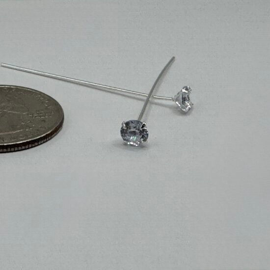 Silver Rhinestone Head Pin 6PC
