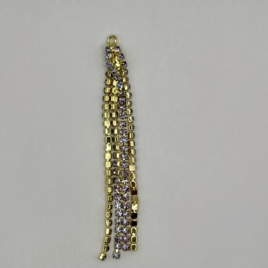 Gold Chain With Purple Rhinestone Earring Dangle 2PC