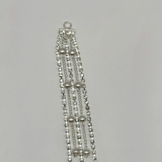 Silver Rhinestone Chain And Pearl Earring Dangle 2PC