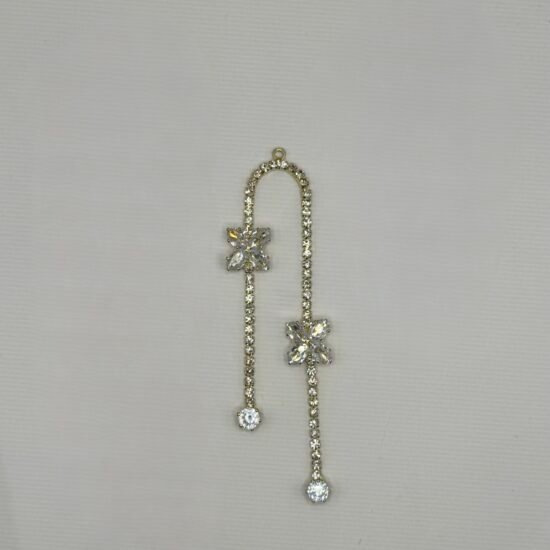 Gem Flower Rhinestone Chain Earring Dangle 2PC
