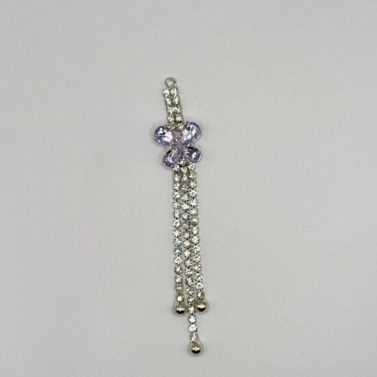 Purple Butterfly With Rhinestone Chains Earring Dangle 2PC